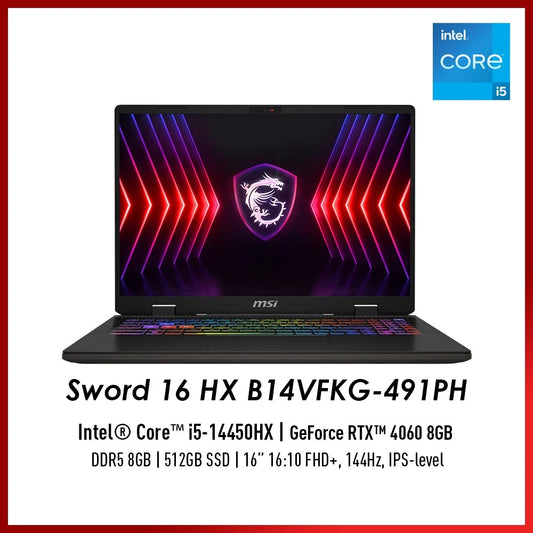 MSI Sword 16 HX B14VFKG-491PH Gaming laptop (i5-14450HX / RTX 4060 / 8GB / 512GB / 16" FHD)